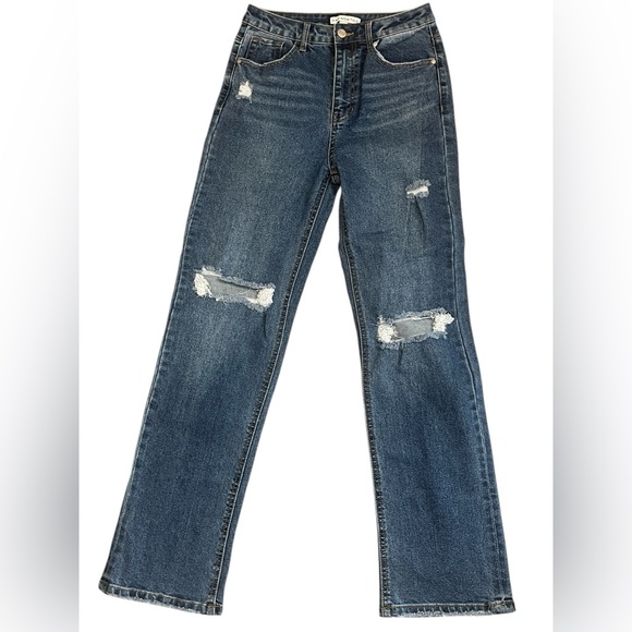 High Rise Distressed Blue Jeans - Picture 7 of 7